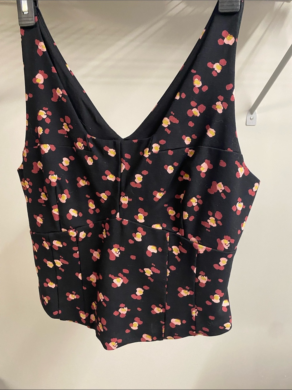 Black floral two piece dressy work out ensemble or just casual wear.